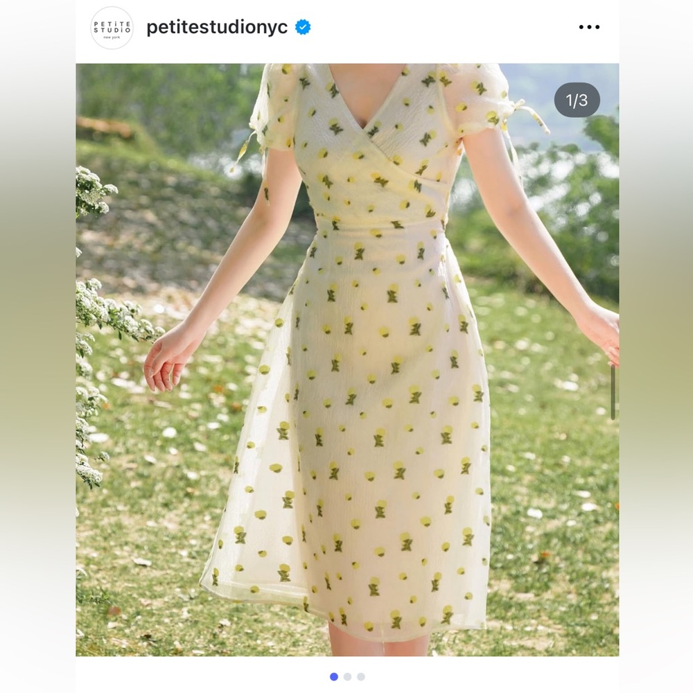 Petite Studio Yellow Floral Midi Dress XXS